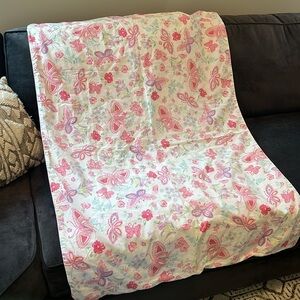 Pottery Barn Kids Toddler Duvet Cover “Olivia” Pink Butterflies Flowers